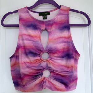 Primark Y2K Festival Fairy Cut Out Tie Die Acid Pixie Crop Top size Small